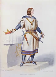 Portrait of Philip Augustus II (1165-1223) King of France, engraved by Constant Louis Lorichon, 1841